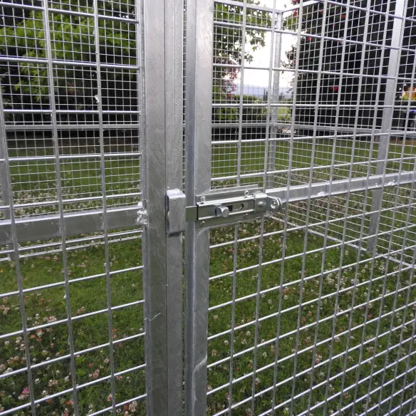 Locking system with padlock on custom-made dog and animal pen
