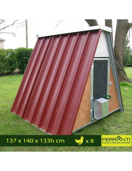 Small chicken coop for 8 hens with raised floor