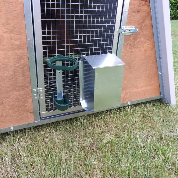 Feeder and drinker of insulated chicken coop for 8 hens