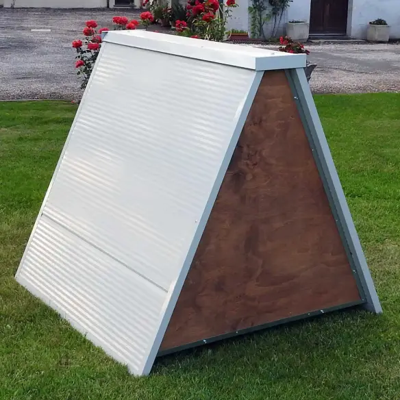 Back of insulated chicken coop for 8 hens