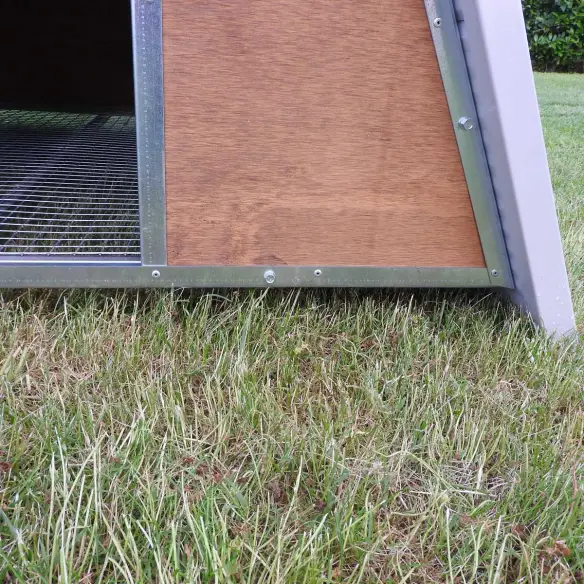 Interior of insulated chicken coop for 8 hens