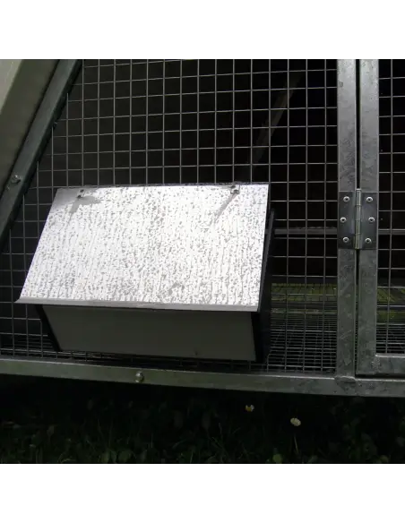 Front view of insulated raised chicken coop