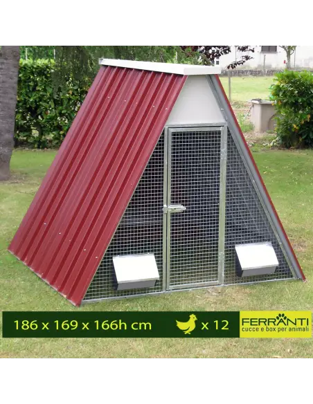 Galvanized steel ground chicken coop for 12 hens