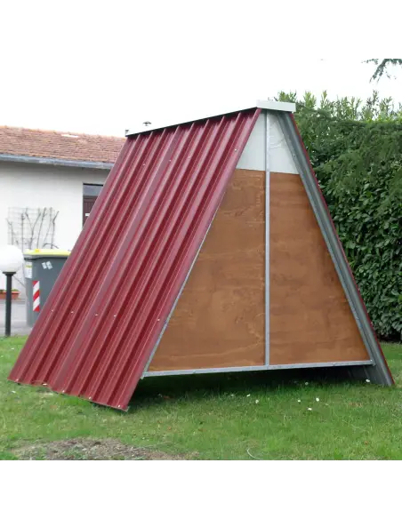Back view of raised chicken coop for hens