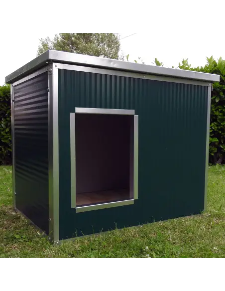 Green insulated small dog house for outdoor use