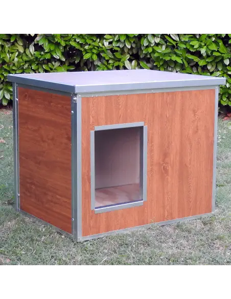 Medium wood-effect insulated dog house for outdoor use