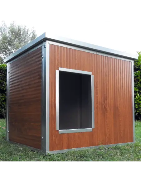 Medium wood-effect insulated dog house for outdoor use