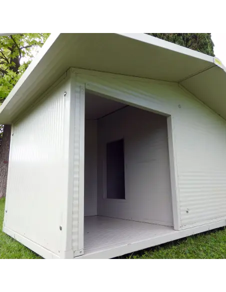 Interior of insulated doghouse with veranda Interior of insulated doghouse with veranda