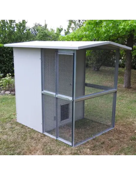 Outdoor cat house with insulated panel catio