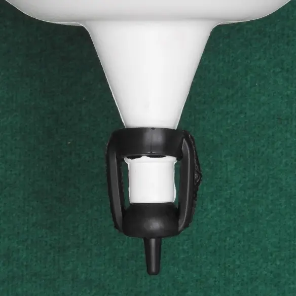 Detail of raised chicken waterer