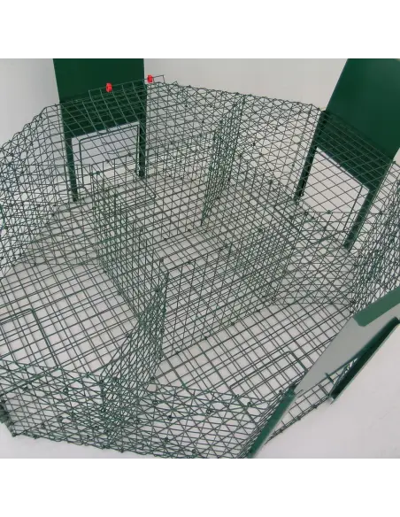 Bird trap for magpies, ravens, and corvids with 4 entrances Larsen type