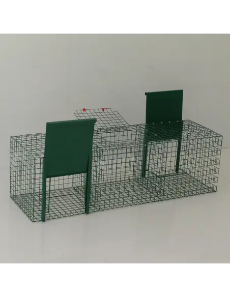 Bird trap for magpies, ravens, and corvids with 2 entrances Larsen type