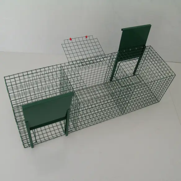 Bird trap for magpies, ravens, and corvids with 2 entrances Larsen type