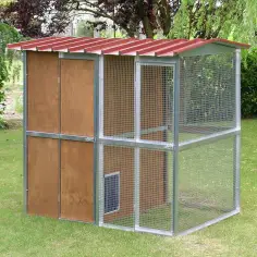Catio with Wooden Outdoor Cat House
