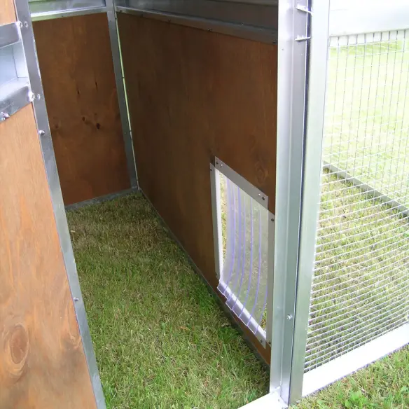 Interior of wooden outdoor cat house