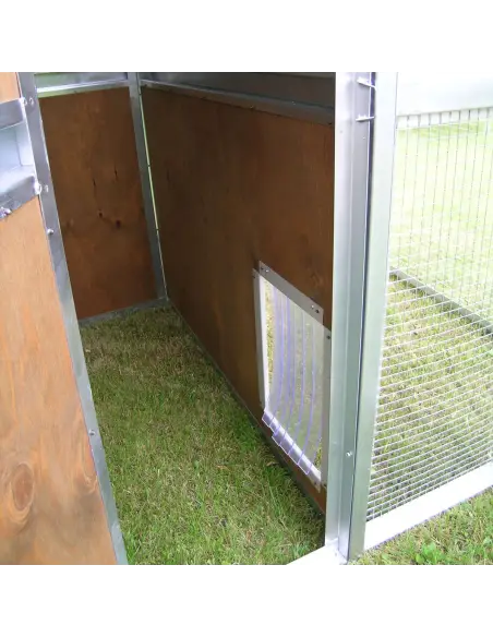 Interior of wooden outdoor cat house