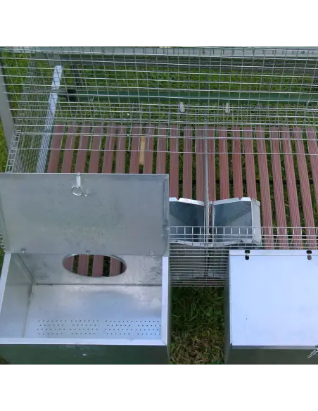 Breeding section with feeder and drinker