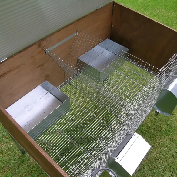 Interior of outdoor rabbit cage