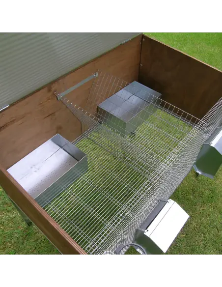 Interior of outdoor rabbit cage