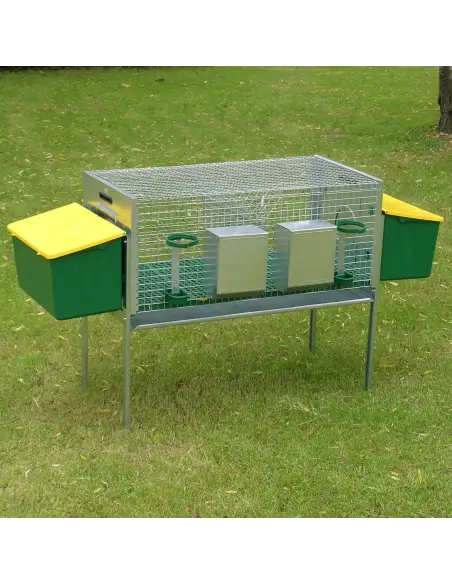 Gabbia per 2 conigli con accessori e nidi