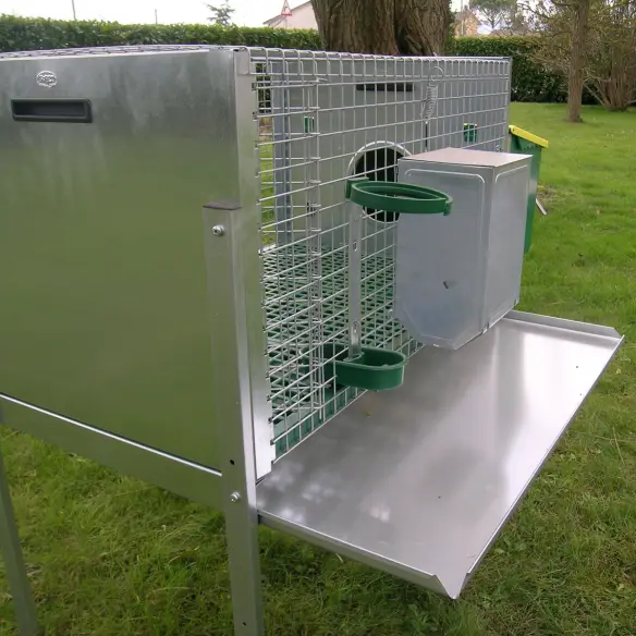 Removable droppings tray for rabbit hutch