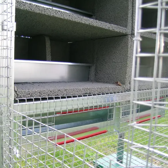 Interno della colombaia per 6 coppie con nidi in legno