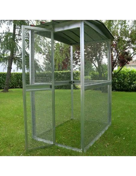 Entrance door of modular aviary