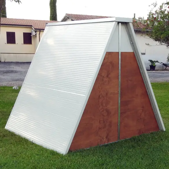 Back view of insulated ground chicken coop