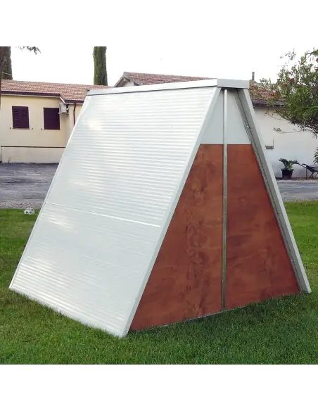 Back view of insulated ground chicken coop