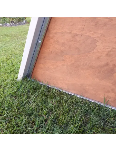Back view of insulated ground chicken coop
