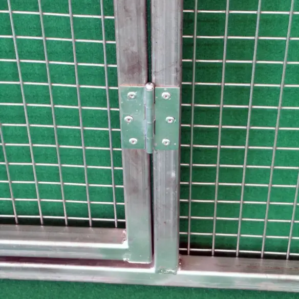 Book-style hinges of galvanized mesh gate