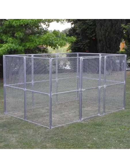 Complete custom enclosure made with galvanized mesh panels and gates