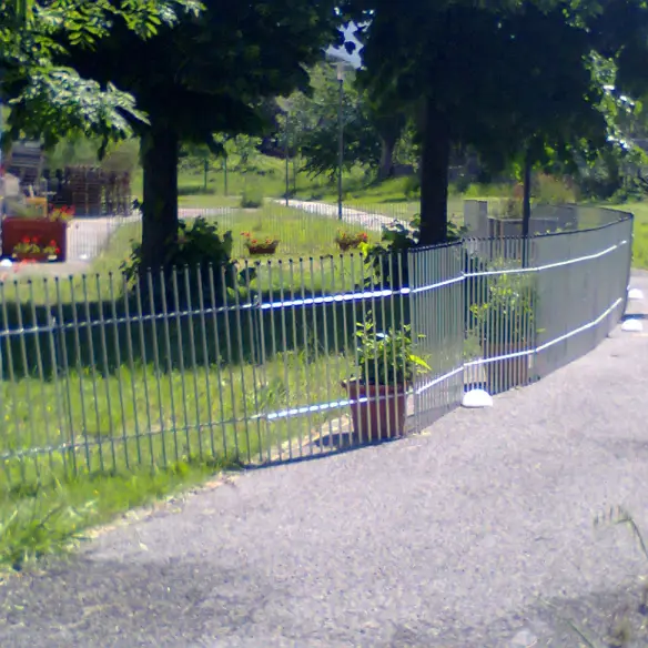 Outdoor puppy playpen installed in the garden
