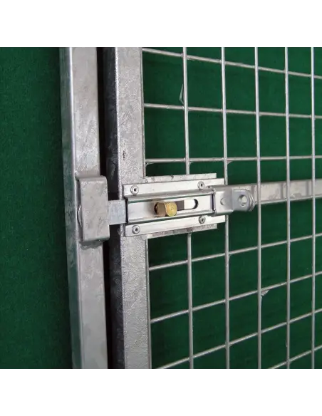 Chiusura con catenaccio portalucchetto del cancello per box cani