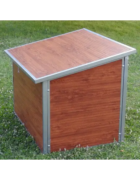 Back view of insulated dog house for large dogs