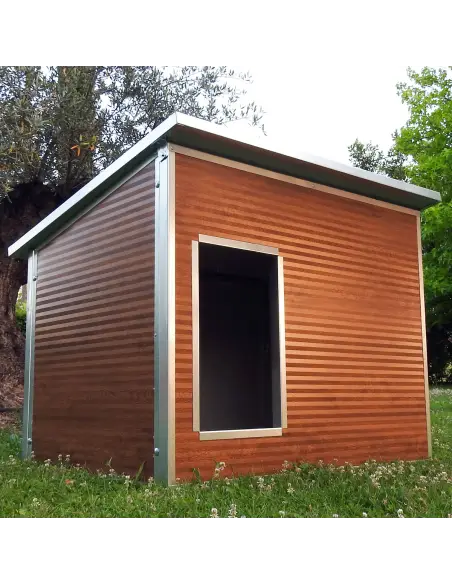 Wood-effect insulated dog house for large dogs – Dobermann model