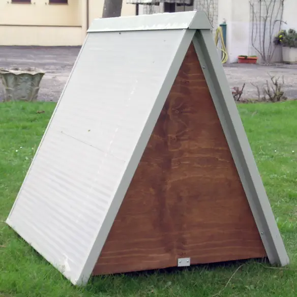 Back view of Shepherd model insulated dog house