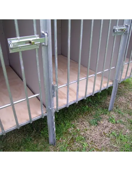 Entrance door of outdoor dog training kennel