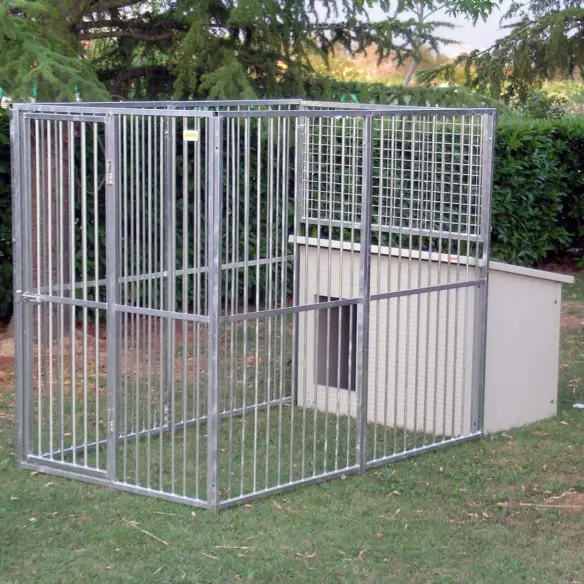 Dog kennel with optional front bars run