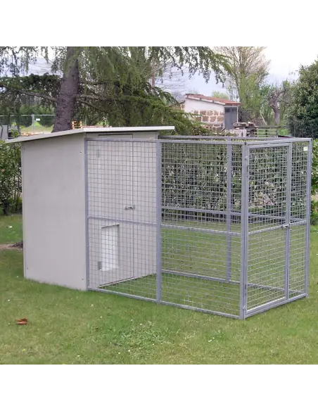 Modular dog kennel 125x300 cm with Great Dane dog house