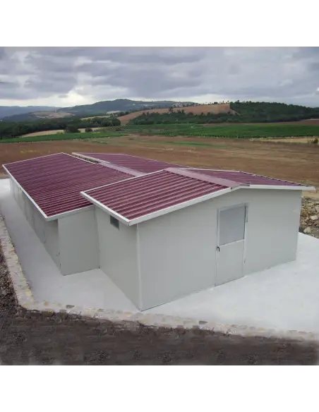 Series of Modular dog kennels installed in line