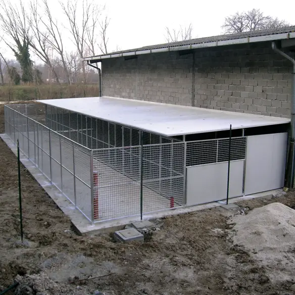Serie di box per cani mod. Modular montati in linea