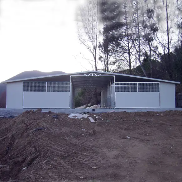 Series of Modular dog kennels installed in line