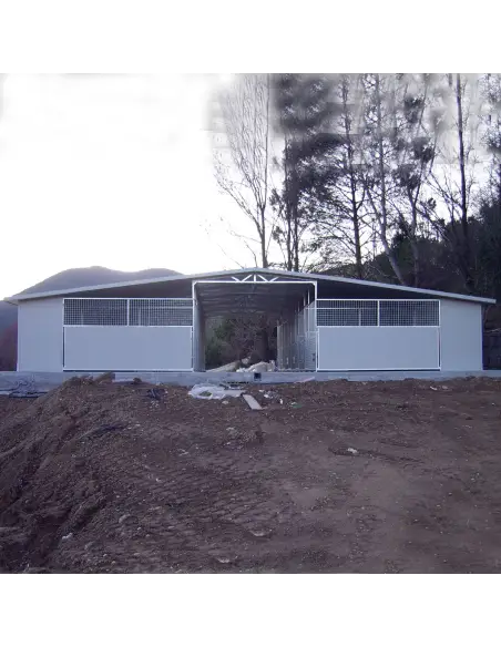 Series of Modular dog kennels installed in line