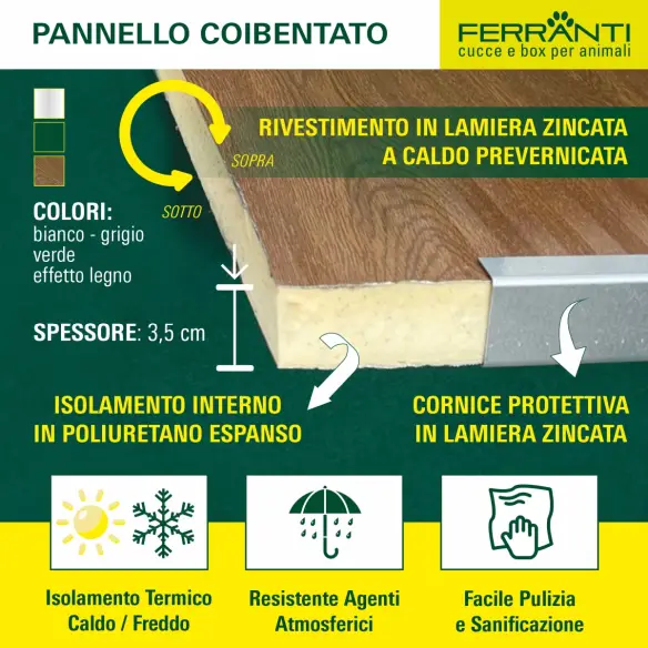Pannello coibentato isolante in poliuretano espanso