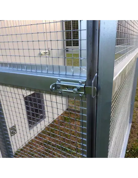 Locking latch with padlock fitting for outdoor cat enclosure