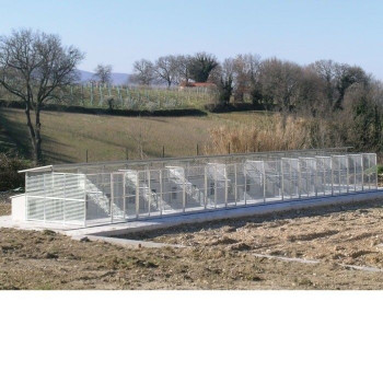 Outdoor dog kennel and run with large dog house mod: eco + dobermann