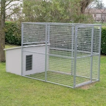 Outdoor dog kennel and run with large dog house mod: eco + dobermann