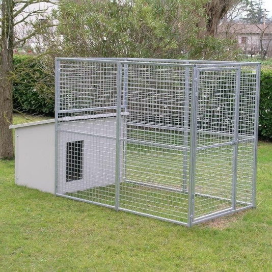 Outdoor dog kennel and run with large dog house mod: eco + dobermann