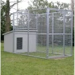 Outdoor dog kennel and run with large dog house mod: eco + dobermann